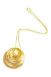 Buy_ITRANA_Gold Plated Pearl Lotus Carved Pendant Necklace _at_Aza_Fashions