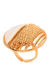 Buy_ITRANA_Gold Plated Pearl Textured Moon Ring _Online_at_Aza_Fashions