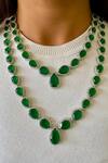Buy_Prerto_Emerald Green Smocking Layered Tear Drop Necklace Set _at_Aza_Fashions