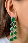 Shop_Prerto_Emerald Green Smocking Layered Tear Drop Necklace Set _at_Aza_Fashions