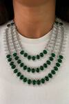 Buy_Prerto_Green Swarovski Crystal Layered Statement Dimonte Embellished Drops Necklace Set _at_Aza_Fashions