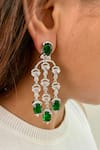 Shop_Prerto_Green Swarovski Crystal Layered Statement Dimonte Embellished Drops Necklace Set _at_Aza_Fashions