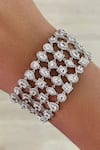 Buy PRERTO White Crystals, Stones Four Layered Geometric Bracelet at Aza Fashions Buy_PRERTO_White Crystals, Stones Four Layered Geometric Bracelet _at_Aza_Fashions