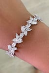 Buy_Prerto_White Crystals, Diamonds Tear Drop Veil Dimonte Bracelet _at_Aza_Fashions