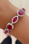 Buy_Prerto_Red Ruby Crystal Oval And Square Embellished Bracelet _at_Aza_Fashions