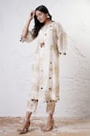 Buy_Shwetanga_Ivory Organza Foil Printed Sequin Round Kurta And Pant Set _at_Aza_Fashions