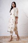 Shwetanga_Ivory Organza Foil Printed Sequin Round Kurta And Pant Set _Online_at_Aza_Fashions