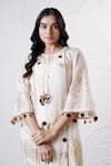 Buy_Shwetanga_Ivory Organza Foil Printed Sequin Round Kurta And Pant Set _Online_at_Aza_Fashions