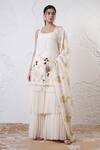 Buy_Shwetanga_Ivory Organza Foil Printed Sequin Round Kurta Sharara Set _Online_at_Aza_Fashions