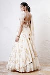 Shop_Shwetanga_Ivory Organza Foil Printed Sequin Sweetheart Lehenga Set _at_Aza_Fashions