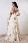 Shwetanga_Ivory Organza Foil Printed Bead Sweetheart Leaf Embroidered Lehenga Set _Online_at_Aza_Fashions