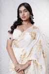 Shop_Shwetanga_Ivory Organza Foil Printed Bead Sweetheart Saree With Blouse _at_Aza_Fashions