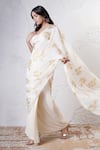 Shop_Shwetanga_Ivory Organza Foil Printed Bead Sweetheart Saree With Blouse _Online_at_Aza_Fashions