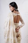 Shwetanga_Ivory Organza Foil Printed Sequin Sweetheart And Saree With Blouse _Online_at_Aza_Fashions