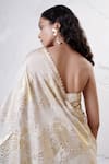 Buy_Shwetanga_Ivory Organza Foil Printed Gota Sweetheart Border Saree With Blouse _Online_at_Aza_Fashions