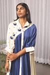 Shop_Studio Surbhi_Cream Cotton Silk Embroidery Floral Lapel Panelled Kurta With Straight Pant _Online_at_Aza_Fashions