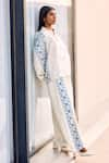 Studio Surbhi_White Cotton Silk Print Floral Lapel Collar Shirt With Pant _at_Aza_Fashions