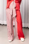 Buy_Studio Surbhi_Red Cotton Silk Printed Geometric Floral V-neck Wrap Top And Pant Set _Online_at_Aza_Fashions