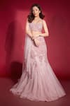 Shop_RAJ ARORA_Pink Net Embroidered Crystal Square Rebecca Fish Cut Lehenga Set _at_Aza_Fashions