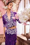 Shop_Krisha sunny Ramani_Purple Crepe Embroidered Stone V-neck Geometric Hand Jacket With Skirt _Online_at_Aza_Fashions