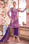 Buy_Krisha sunny Ramani_Purple Kurta And Dupatta Georgette Embroidered Floral Print Panelled Pant Set _at_Aza_Fashions