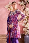 Krisha sunny Ramani_Purple Kurta And Dupatta Georgette Embroidered Floral Print Panelled Pant Set _Online_at_Aza_Fashions