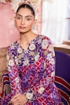 Buy_Krisha sunny Ramani_Purple Kurta And Dupatta Georgette Embroidered Floral Print Panelled Pant Set _Online_at_Aza_Fashions