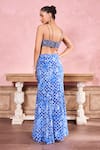 Shop_Krisha sunny Ramani_Blue Crepe Embroidered Sequin U-neck Floral Print Fish Cut Skirt With Blouse _at_Aza_Fashions