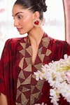 Shop_Krisha sunny Ramani_Maroon Crepe Embroidered Stone V-neck Geometric Kurta With Sharara _Online_at_Aza_Fashions