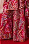 Buy_Chrkha_Maroon Chanderi Silk Print Beads One Shoulder Paisley Tunic With Sharara _Online_at_Aza_Fashions