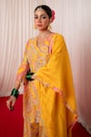 Shop_Chrkha_Yellow Chanderi Silk Print Paisley Embroidered Straight Kurta And Sharara Set _Online_at_Aza_Fashions