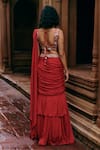 Paulmi and Harsh_Red Saree Chiffon Banglori Embroidery Sequins Pre-draped Ruffle With Blouse _Online_at_Aza_Fashions