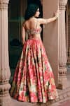 Paulmi and Harsh_Red Lehenga And Blouse Chiniya Embroidery Sequins Floral Blossom Print Set _Online_at_Aza_Fashions