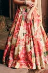 Buy_Paulmi and Harsh_Red Lehenga And Blouse Chiniya Embroidery Sequins Floral Blossom Print Set _Online_at_Aza_Fashions