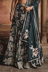 Buy_Paulmi and Harsh_Black Lehenga  Crepe Floral And Birds Hand Embroidered Fish Cut Set _Online_at_Aza_Fashions