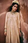 Buy_Paulmi and Harsh_Beige Modal Silk Embroidery Aari V Neck Zardozi Anarkali _Online_at_Aza_Fashions