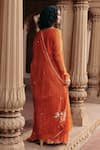 Shop_Paulmi and Harsh_Orange Anarkali And Skirt Malai Chanderi Embroidery Pleated Set With Dupatta _at_Aza_Fashions