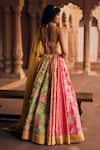 Paulmi and Harsh_Multi Color Lehenga And Blouse Chiniya Printed Leheriya Plunge V Neck Set _Online_at_Aza_Fashions