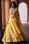 Buy_Paulmi and Harsh_Yellow Lehenga And Blouse Chiniya Silk Embroidery Aari Sweetheart Zardozi Set _at_Aza_Fashions