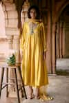 Buy_Paulmi and Harsh_Yellow Anarkali And Pant Modal Silk Embroidery Aari V Neck Zardozi Work Set _at_Aza_Fashions