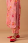 Shop_Juanita by Shubhda_Pink Cotton Printed Bloom Scallop V Neck Kurta Set _Online_at_Aza_Fashions