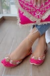 Buy_Amaryllis For Her_Pink Pearl Rosetta And Dabka Embroidered Juttis _at_Aza_Fashions