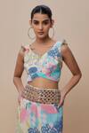 Buy_Payal Singhal_Multi Color Crepe Print Euphoria Bloom Leaf Neck Choli With Palazzo _Online_at_Aza_Fashions