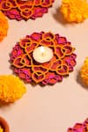 Buy_Label Sneha_Multi Color Fibre Board Flower Shaped Diyas - Set Of 4 _at_Aza_Fashions