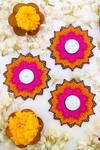 Shop Label Sneha Multi Color Fibre Board Flower Cutwork Shaped Diyas - Set Of 4 at Aza Fashions Shop_Label Sneha_Multi Color Fibre Board Flower Cutwork Shaped Diyas - Set Of 4_at_Aza_Fashions