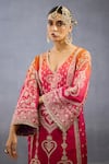 Torani_Pink Jeni Silk Embroidery Zardozi Plunge V Neck Saroj Aashvi Kurta Set _Online_at_Aza_Fashions