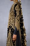 Buy_Torani_Black Muslin Silk Embroidery Zardozi Round Bhadra Vamika Jacket With Anarkali _Online_at_Aza_Fashions