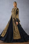 Shop_Torani_Black Muslin Silk Embroidery Zardozi Round Bhadra Vamika Jacket With Anarkali 