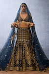 Buy_Torani_Black Jeni Silk Embroidery Zardozi Sweetheart Neck Bhadra Nalika Lehenga Set _at_Aza_Fashions