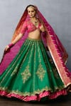 Buy_Torani_Green Jeni Silk Embroidery Zardozi V Neck Mayuri Srisa Bridal Lehenga Set _at_Aza_Fashions